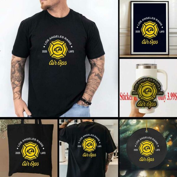 Official Los Angeles Rams x LAFD Air Ops Firefighter T Shirt