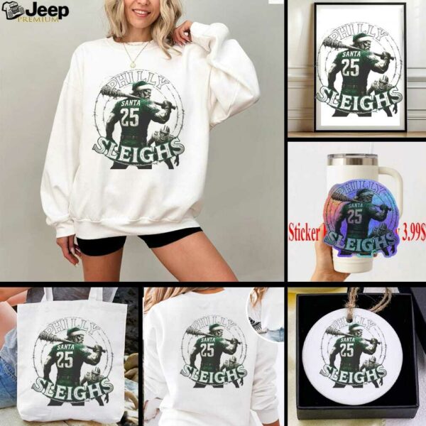 Official Philadelphia Eagles Philly Sleighs Santa 25 Christmas Shirt