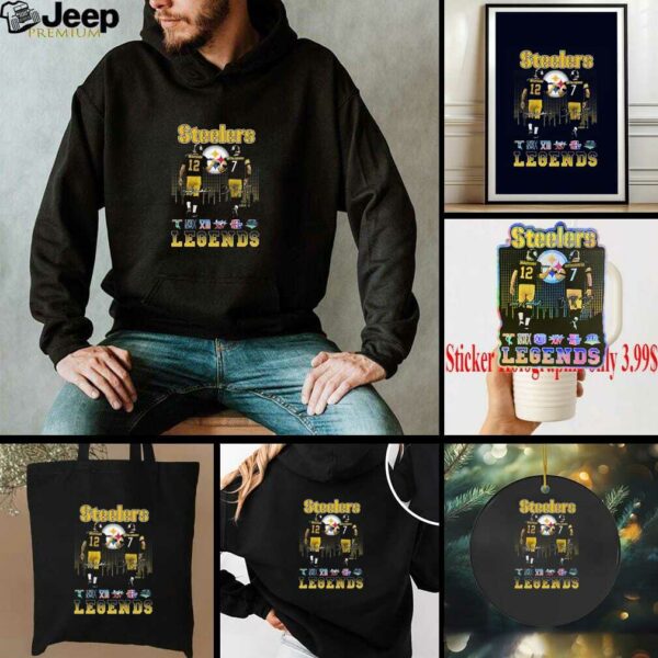 Official Pittsburgh Steelers Bradshaw Roethlisberger Football Legends 2025 Skyline Signatures Shirt