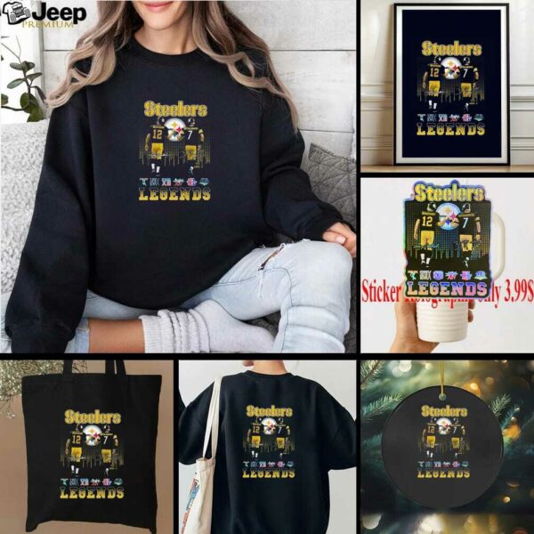 Official Pittsburgh Steelers Bradshaw Roethlisberger Football Legends 2025 Skyline Signatures Shirt