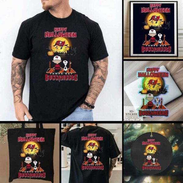Official Snoopy And Charlie Brown X Tampa Bay Buccaneers Happy Halloween T Shirt