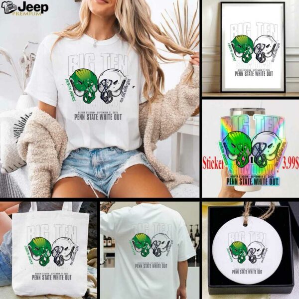Penn State Dueling Helmet Oregon 2025 White Out T Shirt