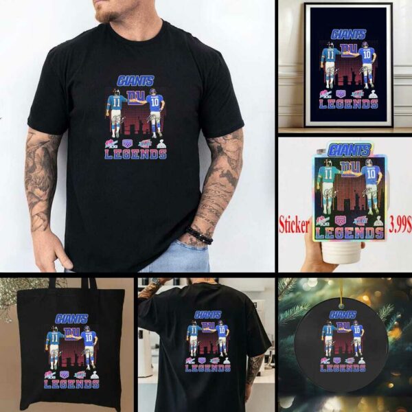 Phil Simms And Eli Manning New York Giants Legends Skyline T shirts