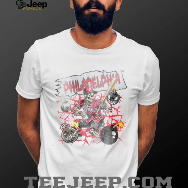 Philadelphia baseball Skeleton Vintage Style Baseball Shirt
