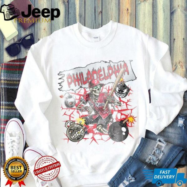 Philadelphia baseball Skeleton Vintage Style Baseball Shirt