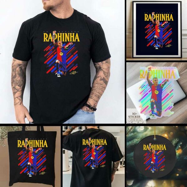 Raphinha celebration signature FC Barcelona shirt