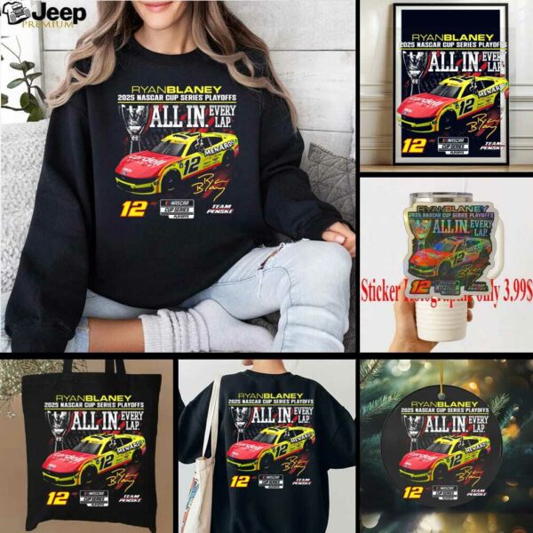 Ryan Blaney Checkered Flag Sports Black 2025 NASCAR Cup Series Playoffs Menards T Shirt