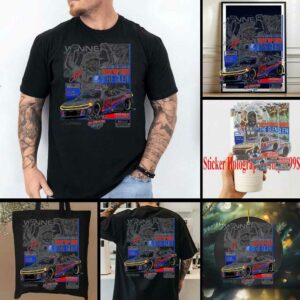 Shane van Gisbergen Checkered Flag Sports Heather Gray 2025 Go Bowling at The Glen Race Winner T Shirt