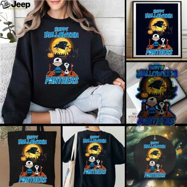 Snoopy And Charlie Brown X Carolina Panthers Happy Halloween T Shirt