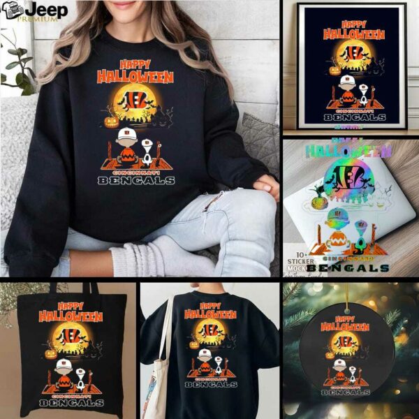 Snoopy And Charlie Brown X Cincinnati Bengals Happy Halloween T Shirt