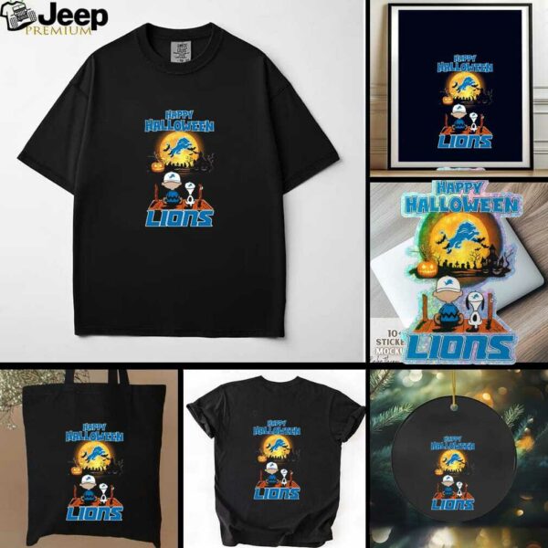 Snoopy And Charlie Brown X Detroit Lions Happy Halloween T Shirt