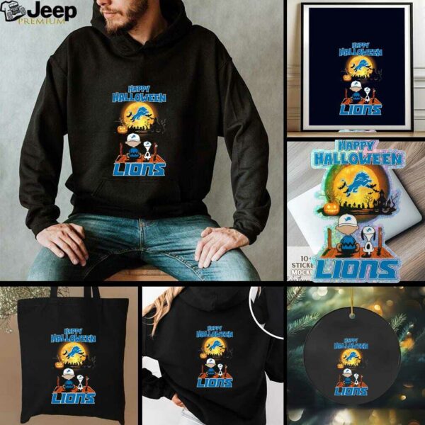 Snoopy And Charlie Brown X Detroit Lions Happy Halloween T Shirt