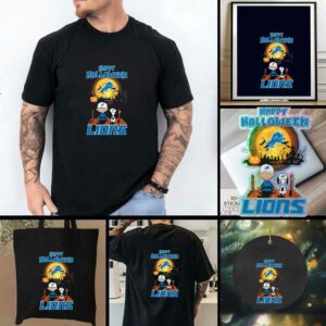 Snoopy And Charlie Brown X Detroit Lions Happy Halloween T Shirt