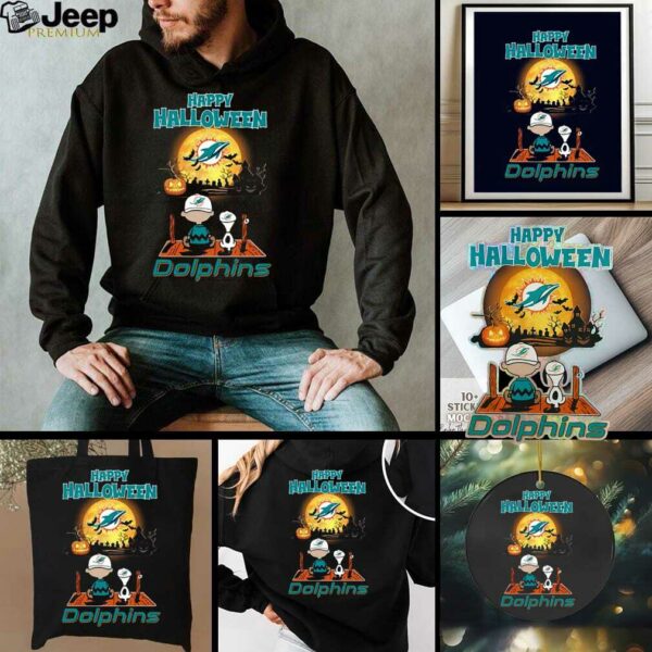 Snoopy And Charlie Brown X Miami Dolphins Happy Halloween T Shirt