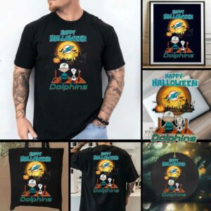 Snoopy And Charlie Brown X Miami Dolphins Happy Halloween T Shirt
