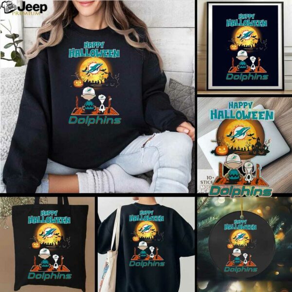 Snoopy And Charlie Brown X Miami Dolphins Happy Halloween T Shirt