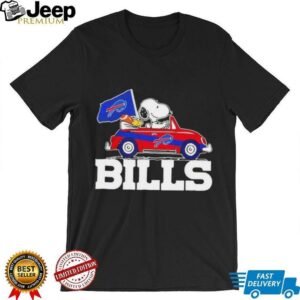 Snoopy driving car Buffalo Bills football shirt