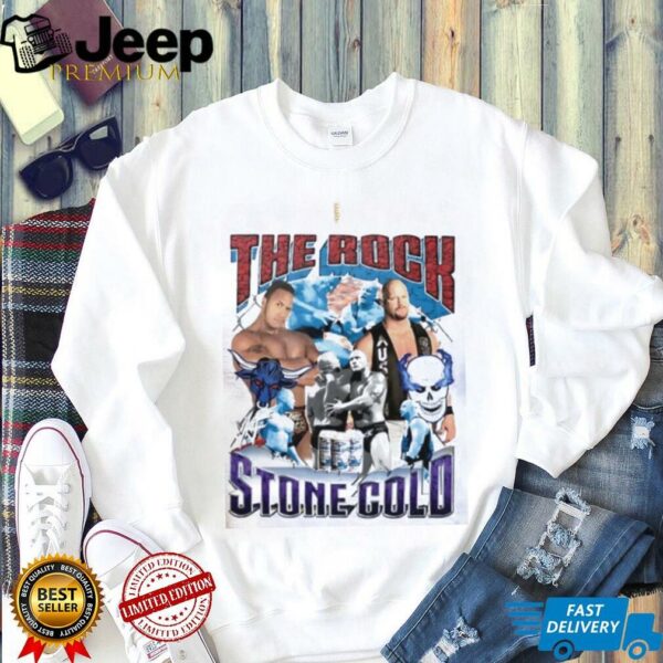 The Rock and Stone Cold WWE graphic shirt