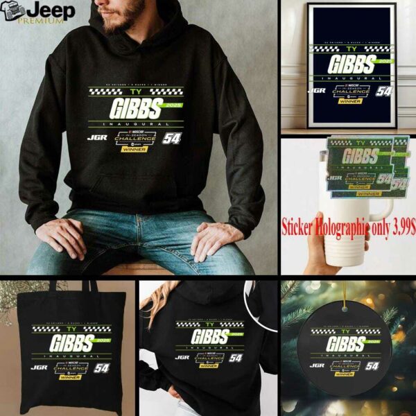 Ty Gibbs Checkered Flag Sports Black 2025 NASCAR Cup Series In Season Challenge Winner T Shirt