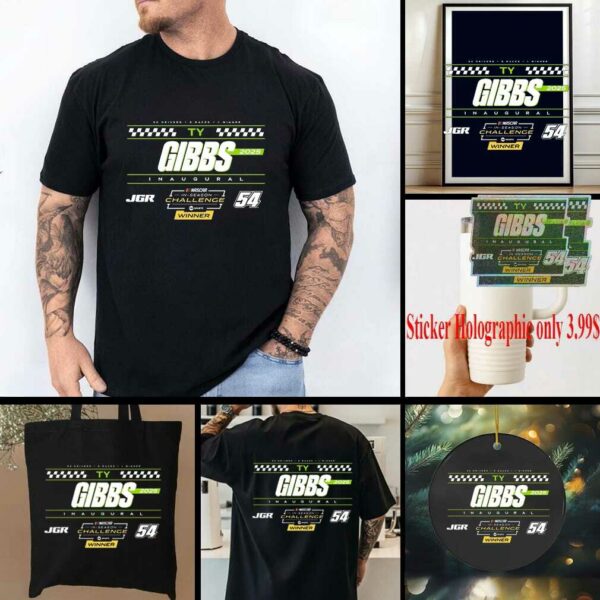 Ty Gibbs Checkered Flag Sports Black 2025 NASCAR Cup Series In Season Challenge Winner T Shirt