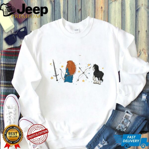 Watercolor Disney Brave Merida Princess Sketch T Shirt