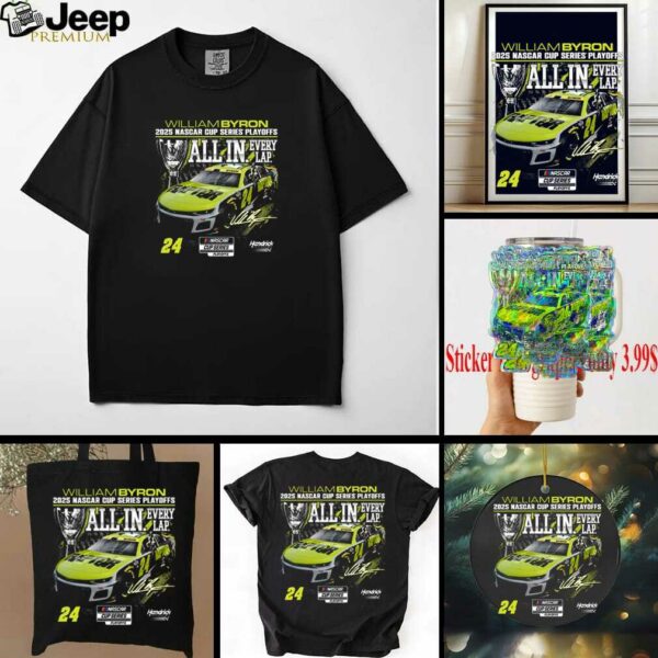 William Byron Checkered Flag Sports Black 2025 NASCAR Cup Series Playoffs Raptor All In T Shirt