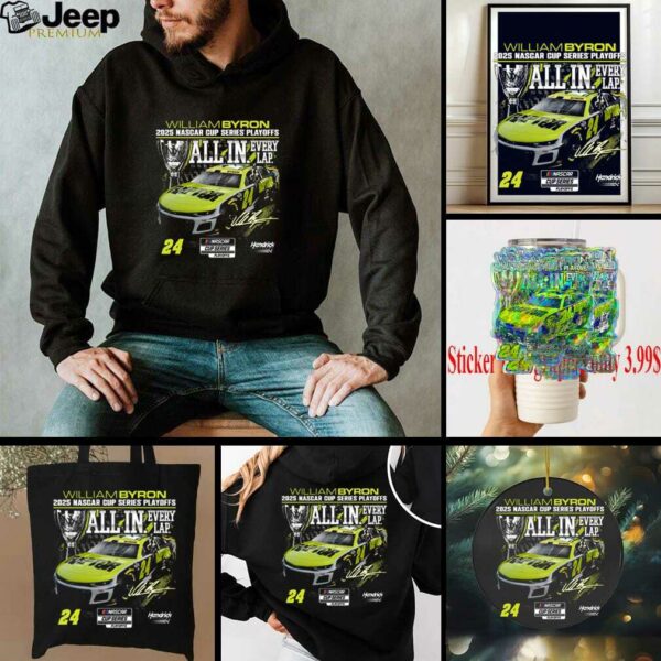 William Byron Checkered Flag Sports Black 2025 NASCAR Cup Series Playoffs Raptor All In T Shirt