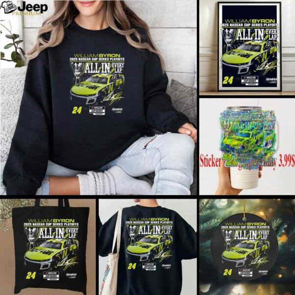 William Byron Checkered Flag Sports Black 2025 NASCAR Cup Series Playoffs Raptor All In T Shirt