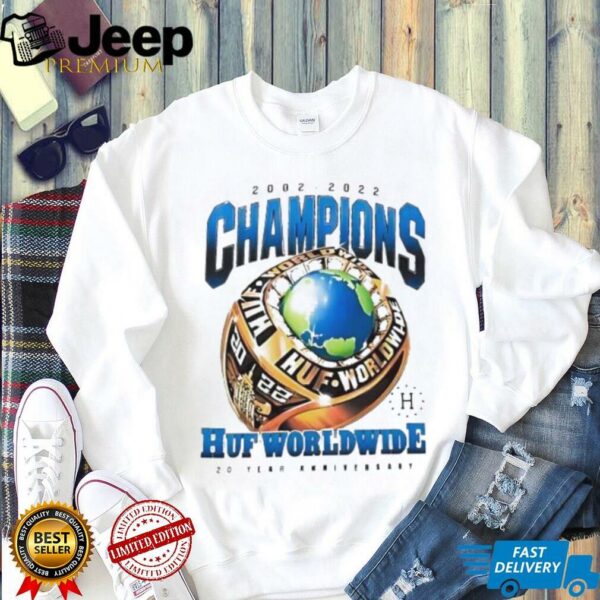 2002 2022 Champions HUF Worldwide 20 Year Anniversary Ring shirt