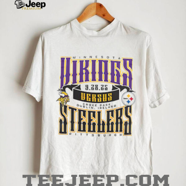2025 NFL Dublin Game Minnesota Vikings vs Pittsburgh Steelers Croke Park 2 sided t shirt