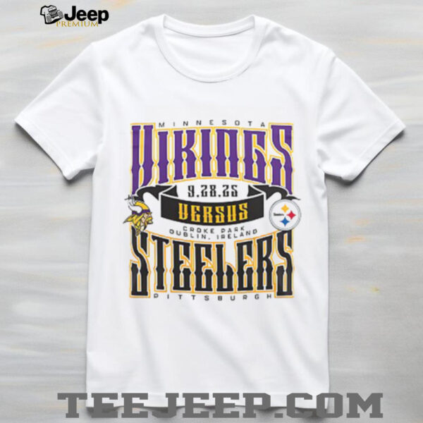 2025 NFL Dublin Game Minnesota Vikings vs Pittsburgh Steelers Croke Park 2 sided t shirt