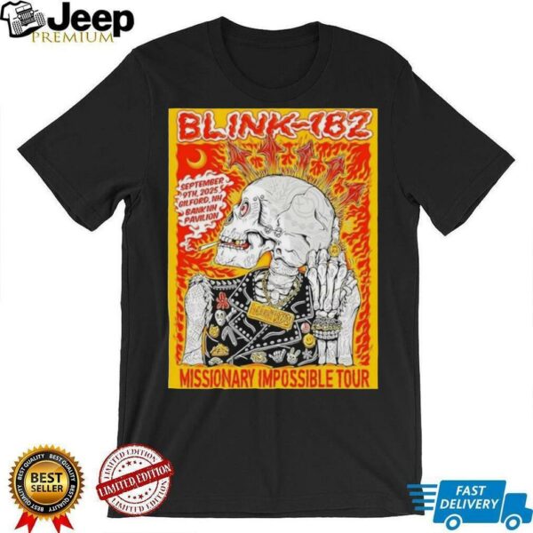 Blink 182 Sept 9th 2025 Gilford NH Bank Pavilion Missionary Impossible Tour shirt
