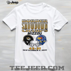 Border Showdown Champs Missouri Tigers Vs Kansas Jayhawks 42 31 September 6th 2025 helmet shirt