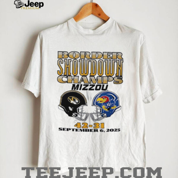 Border Showdown Champs Missouri Tigers Vs Kansas Jayhawks 42 31 September 6th 2025 helmet shirt