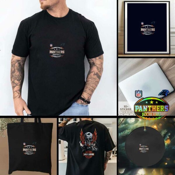Carolina Panthers NFL Harley Davidson motorcycle graphic shirt