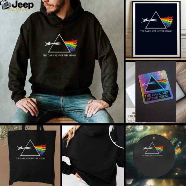 Cat rainbow the dark side of the meow t shirt