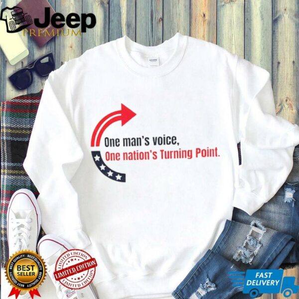 Charlie Kirk memorial one man’s voice one nation’s turning point USA patriotic apparel shirt