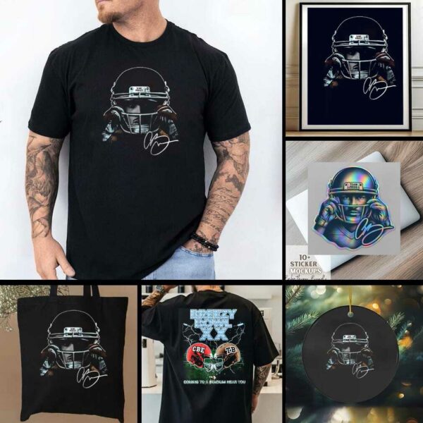 Chris Brown Breezy Bowl XX coming to a stadium near you football helmet portrait signature shirt