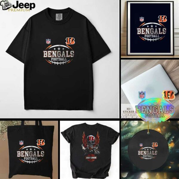 Cincinnati Bengals NFL Harley Davidson motorcycle graphic shirt