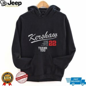 Clayton Kershaw LA Dodgers Pitching Baseball Player Thank You Forever 22 shirt