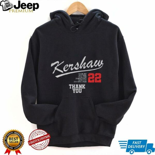 Clayton Kershaw LA Dodgers Pitching Baseball Player Thank You Forever 22 shirt