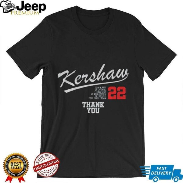 Clayton Kershaw LA Dodgers Pitching Baseball Player Thank You Forever 22 shirt