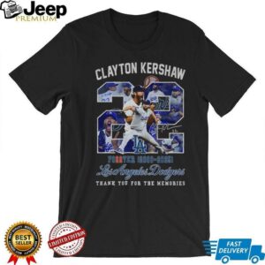 Clayton Kershaw forever 22 Los Angeles Dodgers baseball legend signature thank you for the memories shirt