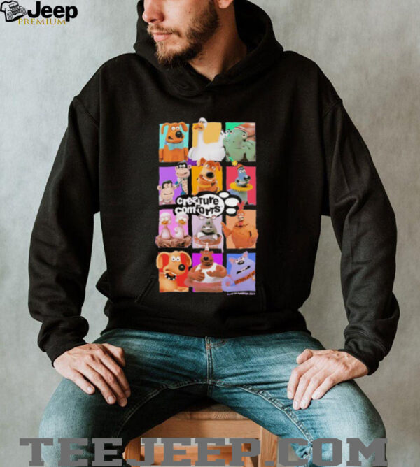 Creature Comforts Nick Park and Aardman Animations collage of characters shirt