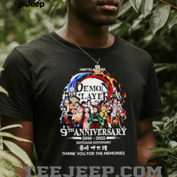 Demon Slayer Kimetsu no Yaiba 9th anniversary 2016 2025 Gotouge Koyoharu thank you for the memories shirt