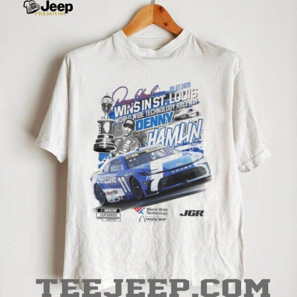 Denny Hamlin Checkered Flag Sports 2025 Enjoy Illinois 300 Race Winner shirt