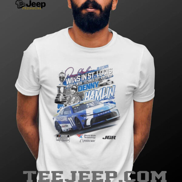 Denny Hamlin Checkered Flag Sports 2025 Enjoy Illinois 300 Race Winner shirt