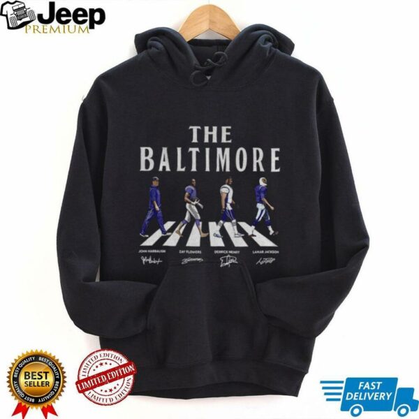 Derrick Henry Lamar Jackson Zay Flowers John Harbaugh Baltimore Football signature shirt