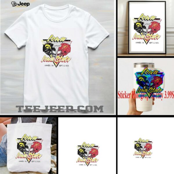 Iowa State Cyclones vs Iowa Hawkeyes football helmet head to head Ames IA 2025 shirt