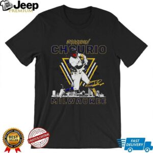 Jackson Chourio Milwaukee skyline swing signature shirt